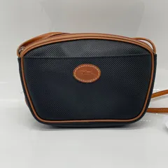 BN7315□ロンシャン LONGCHAMP ミニ ショルダーバッグ ポシェット ブラック コーティング素材×レザー レトロ 古着