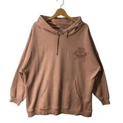 Disney ディズニー ミッキー ミニー プリント パーカー フーディー プルオーバー フロントバックプリント TURKEY製 Lサイズ ピンクベージュ