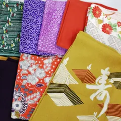 ちりめん 風呂敷 10枚セット まとめ売り デザインいろいろ  ふくさ 葬祭 リメイク素材  長期保管  中古 Q845