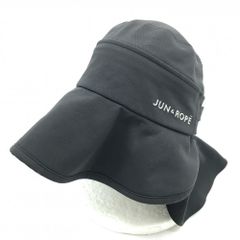 JUN & ROPE 3-Way Wide-Brimmed Cap, Black, with Sun Visor and Detachable Neck Guard, Women's Golf Wear