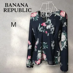 Banana Republic バナナリパブリック　花柄　ブラウス　ネイビー　サイズM