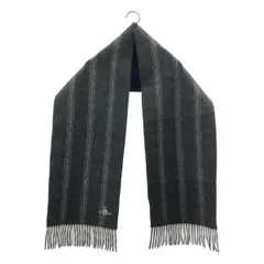 【美品】  Vivienne Westwood / ヴィヴィアンウエストウッド | カシミヤ オーブ刺しゅう フリンジ マフラー | グレー/ネイビー | メンズ