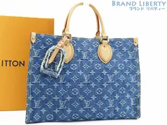 【新古品】ルイヴィトン　LOUIS VUITTON　モノグラム デニム　 LV リミックス　オンザゴー MM 2WAY トートバッグ　ショルダーバッグ　ハンドバッグ　ブルーデニム　デニム レザー　M46871