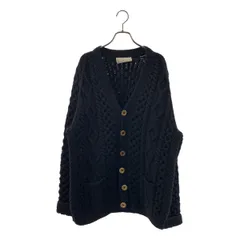 【美品】  INVERALLAN / インバーアラン | ウール ケーブル アラン オーバー ニット カーディガン | ブラック | メンズ