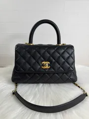 CHANEL シャネル ココハンドル マトラッセ 2WAY ハンドバッグ チェーンショルダー ブラック キャビアスキン ゴールド金具 ココマーク