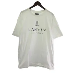 ランバン LANVIN Tシャツ カットソー 半袖 ロゴ プリント 白 ホワイト L