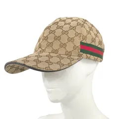 現行品 美品 GUCCI グッチ GGキャンバス ベースボールキャップ ウェブ ストライプ ブラウン  サイズL