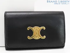 極美品・現行ロゴ セリーヌ キーリング トリオンフ 黒マカダム カーフスキン 黒 極美品・現行ロゴ セリーヌ キーリング トリオンフ 黒マカダム カーフ