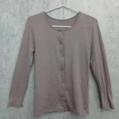 レディース前開薄手カーディガン 長袖トップス ベージュ Mサイズ 〇◇