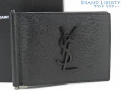 【未使用】サンローラン パリ　SAINT LAURENT PARIS　カサンドラ　グレインドエンボスレザー　マネークリップ付き　二つ折り札入れ財布　コンパクト財布　カードケース　ブラック　レザー　485630BTY0U1000