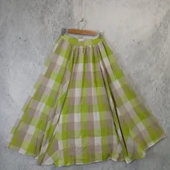 AMERICAN HOLIC アメリカンホリック フレアスカート チェックグリーン柄 ライトグリーン×ベージュ×ホワイト レディース Mサイズ 〇□