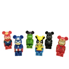 X01007 フィギュア ６体セット MARVEL(マーベルコミック) クマ型 ブロックタイプフィギュア ベアブリック クレベリン(除菌・消臭剤) コラボレーションアイテム ゲーム おもちゃ グッズ キューブリック