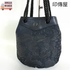 印傳屋 INDEN‐YA INDENYA 印伝 巾着バッグ ショルダーバッグ ポシェット 和装バッグ フォーマル 冠婚葬祭 鹿革 レザー  黒 花柄 ブラック 黒漆