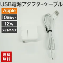 中古 USB電源アダプタ12W+ライトニングケーブル 10個セット Apple 純正品 充電器 充電 iPad iPhone USB電源 送料無料