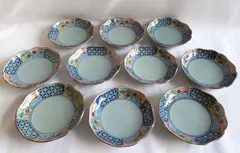 【小皿10枚セット】有田焼　10客　小皿揃　金彩　松竹梅　水浅葱色