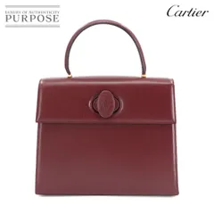 新品同様 カルティエ Cartier マストライン ハンド バッグ レザー ボルドー ゴールド 金具 Must Hand Bag 90306484
