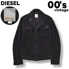 【希少】 00s archive ディーゼル DIESEL CPO デザイン ウール ジャケット エポレット エルボーパッチ ロゴ 装飾 総裏地 M ブラック ストリート カジュアル Y2K メンズ
