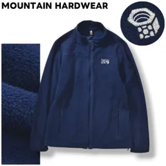 【定番】 マウンテンハードウェア MOUNTAIN HARDWEAR フリース ジャケット ジップアップ ジャンパー ロゴ 刺繍 M ネイビー アウトドア カジュアル ウェア タウンユース レジャー メンズ