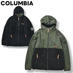【極暖】 コロンビア COLUMBIA ハイプウルフ リバーシブル ジャケット パーカー ウィンドブレーカー シャギー ボア フリース ジャンパー L オリーブ x ブラック アウトドア タウンユース レジャー メンズ