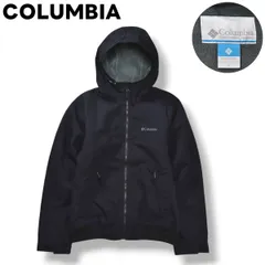 【美品】 コロンビア COLUMBIA ロマビスタ フーディー T／C キャンバス ジャケット パーカー 中綿 裏地 フリース ロゴ 刺繍 L ブラック x グレー アウトドア カジュアル ウェア タウンユース レジャー メンズ