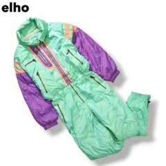 【防寒】 elho スキー ワンピース オールインワン つなぎ ウィンドブレーカー ジャンパー ジップアップ 中綿 ロゴ 刺繍 38 マルチカラー ウィンター スポーツ ウェア ゲレンデ レディース ♪