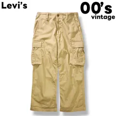 00s ヴィンテージ リーバイス Levi's コットン ツイル カーゴ パンツ ジップアップ ロープ デザイン ステンシル ロゴ プリント 34 ベージュ アメリカン カジュアル ミリタリー ストリート Y2K メンズ