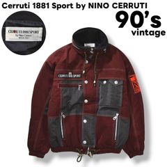Vintage 90s Japanese-made Cerruti 1881 Sport by NINO CERRUTI ski jacket, padded windbreaker hoodie, size L, wine red and gray, for winter, sports, leisure, and outdoor activities.