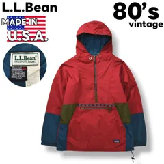 【希少】 80s ヴィンテージ USA製 エルエルビーン L.L.Bean シンサレート Thinsulate 3M 中綿 アノラック パーカー ナイロン ジャケット チロリアンテープ カタディン ロゴ M ワインレッド アウトドア メンズ