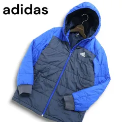 adidas アディダス 秋冬 ロゴプリント★ 中綿 フーディー ジップアップ ブルゾン ジャケット Sz.160 キッズ