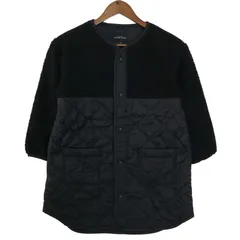 GREEN LABEL RELAXING ユナイテッドアローズ ボア キルティング 切替★ ノーカラー ジャケット コート Sz.130 キッズ 黒