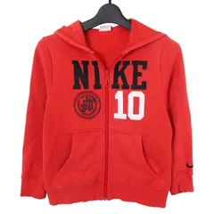 NIKE ナイキ 秋冬 ロゴ 10 ナンバリング★ スウェット 裏起毛 ジップ パーカー フーディー Sz.XS キッズ