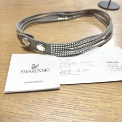 スワロフスキー　レザーブレスレット　Swarovski スレークグレー　ブレスレット  1179236 6連　レザーブレスレット　ラップブレス
