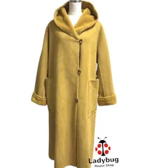 KARRY　カリー　フード付きロングコート　スウェードタッチ　裏ボア　軽い　超軽量　マスタードイエロー　からし色　春色