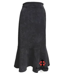 美品　Pittok　ピットク　マーメイドスカート　黒　ミモレスカート　コーデュロイ　ブラック　黒　ウエストゴム　Ｍ　レディース