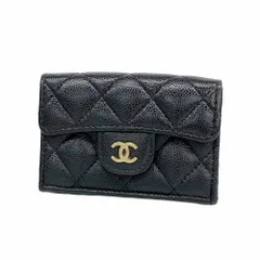 シャネル(Chanel) シャネル 三つ折り財布 マトラッセ キャビアスキン ブラック シャンパンレディース