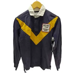 ラグビーラルフローレン Rugby Ralph Lauren 90-00S ワッペン 刺繍 ナンバリング 12 Vライン L/S ラガー ポロ シャツ メンズ import：XS 