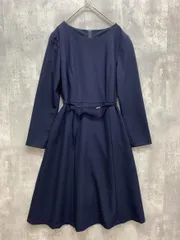 NATURAL BEAUTY BASIC ナチュラルビューティーベーシック 017 0140901 ジョーゼットフィット&フレア ワンピース sizeM/紺 ■■ レディース