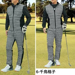 ゴルフウェア セットアップ メンズ 上下セット ダウンベスト ゴルフパンツ 暖か裏起毛ボア ストレッチジャージ アウター ジップアップ スポーツ 秋冬 set147 6-千鳥格子