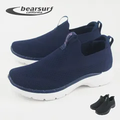 【訳あり】スニーカー レディース 軽量 軽い スリッポン ニット メッシュ 蒸れにくい 介護士 ヘルパー ブラック 黒 ウォーキング BEAR SURF ベアサーフ ネイビー 23.0cm mzbs1059nv23.0wk