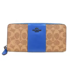 Hn612003  長財布 コーチ　財布　ラウンドファスナー　PVC　C2083-73739　#ネイビー×ブラウン 中古・美品