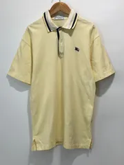 90s Burberrys OF LONDON 鹿の子 ポロシャツ ワンポイント刺繍 コットン イエロー バーバリー 古着 ヴィンテージ オールド SIZE：M■H1226