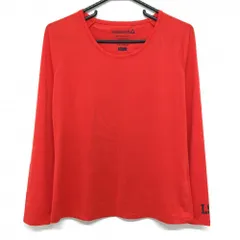 【超美品】ルコック インナーシャツ レッドオレンジ 袖口プリント  レディース LL ゴルフウェア le coq sportif