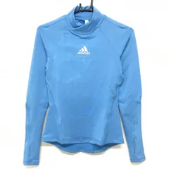アディダス 長袖ハイネックシャツ ライトブルー×白 フロントロゴ インナーシャツ  レディース L ゴルフウェア adidas