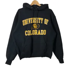 00's vintage 00年代 ヴィンテージ Champion チャンピオン コロラド大学 カレッジプリント UNIVERSITY OF COLRADO パーカー フーディー フロントプリント ワンポイント刺繡 Honduras製 Lサイズ ブラック