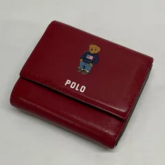 ◇ POLO ポロベア 2つ折り 財布 レッド系 【使用感多め/キズ汚れ多め】【リペア可能な方向け】くま アクセサリー ポロ / 中古 010604