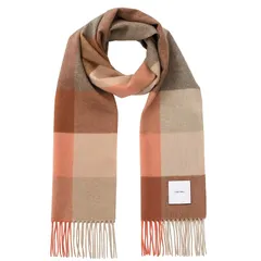 [matti totti] Apricot × Brown カシミヤ マフラー カシミア マフラー 大判 厚手 レディース チェック柄 チェック ストール 100 女性 ロング リバーシブル カシミヤマフラー カシミアマフラー ギフト プレゼント B0011B