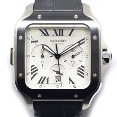 カルティエ Cartier 腕時計 サントス XL WSSA0017 スクエア シルバー文字盤 ローマンインデックス デイト クロノグラフ アリゲーターレザーベルト SS 自動巻き 【中古】のサムネイル