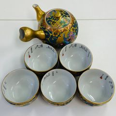 高級】九谷焼 幸仙造 青粒鉄線和歌細字 花鳥 人物 山水 茶器揃 - メルカリ
