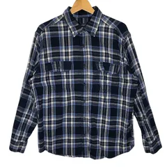 Faded Glory フランネルシャツ チェック柄 BANGLADESH製 Lサイズ ブルー ネイビー ホワイト