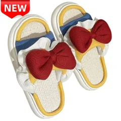 ⭐新品⭐リボン付きスリッパ レディース カラフル 室内サンダル おしゃれ 可愛い ルームシューズ 滑り止め付き 春夏 軽量 通気性 オープントゥ コーデュロイ風 23cm 24cm 25cm サイズ豊富 プレゼント ギフト 高見え エレガント 可愛い